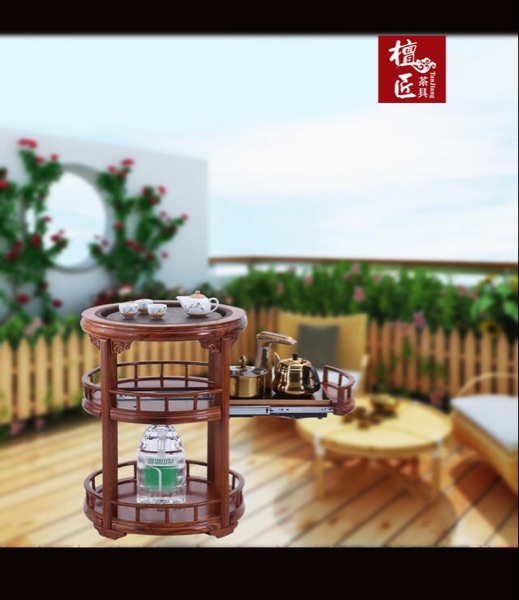 檀匠茶具 刺猬紫檀小茶宝 k3003圆融 休闲茶趣自由移动茶车